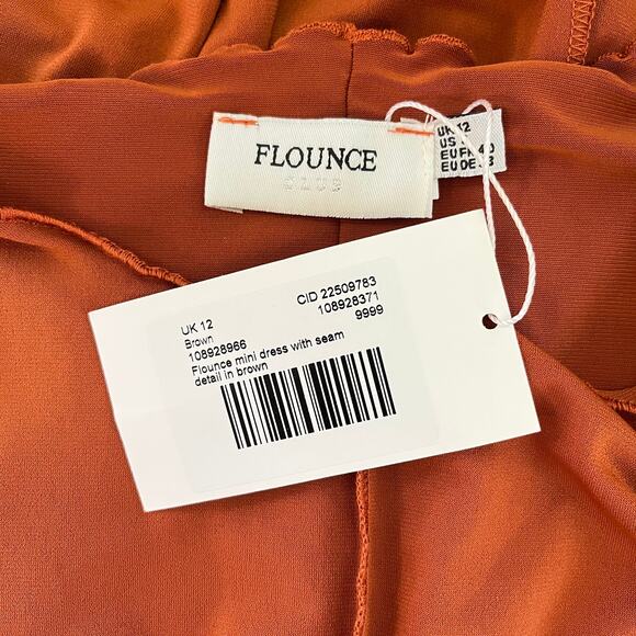 ASOS Flounce Mini Dress with Seam Detail in Burnt Orange Size 8 - Picture 10 of 12